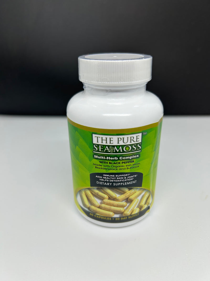 100% Certified Organic Sea Moss Plus Bladderwrack & Burdock Root Capsules 60 Ct.