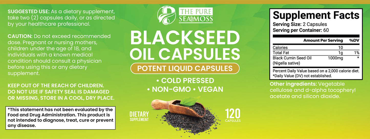 Premium Organic Nigella Sativa (Blackseed Oil) | 90 Capsules 1000mg