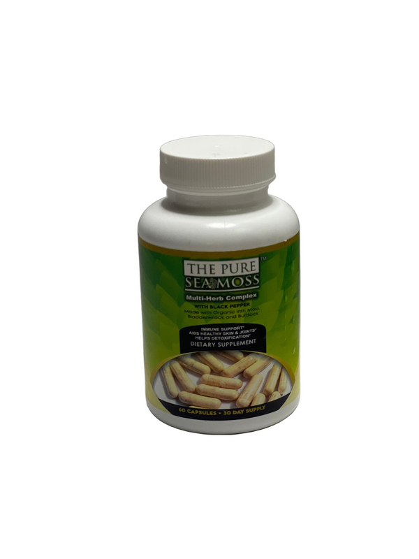 100% Certified Organic Sea Moss Plus Bladderwrack & Burdock Root Capsules 60 Ct.