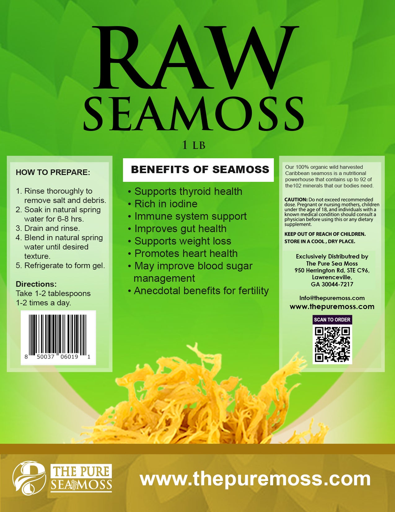 100% ORGANIC WILD HARVESTED RAW CARIBBEAN SEA MOSS