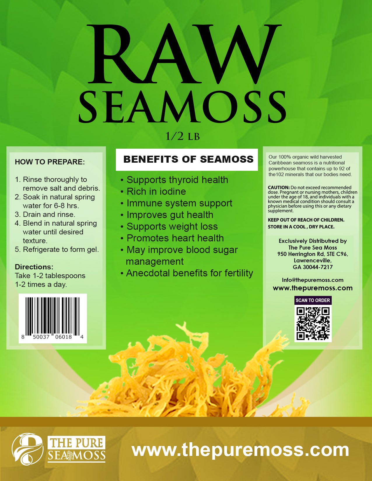 100% ORGANIC WILD HARVESTED RAW CARIBBEAN SEA MOSS